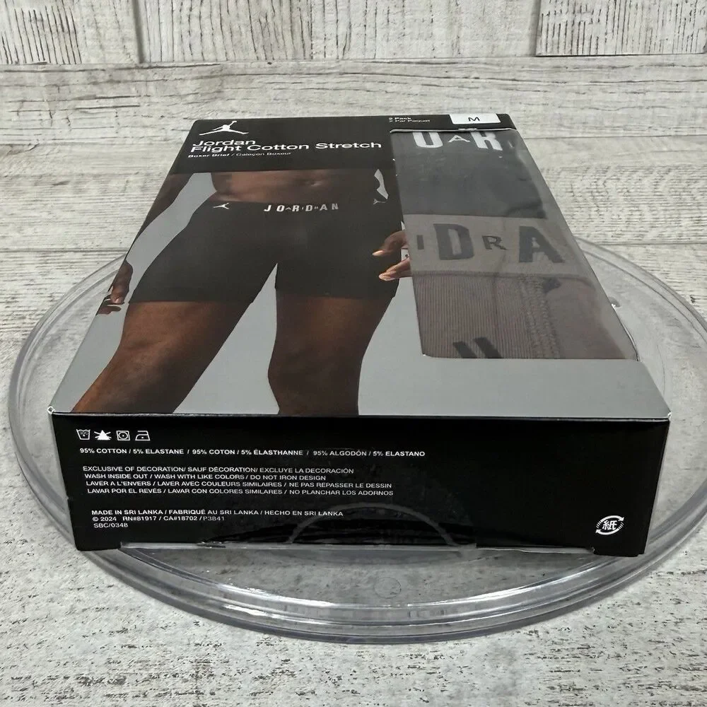 Nike Jordan Flight Cotton Stretch Boxer Briefs Mens Medium 2 Pack Black Brown